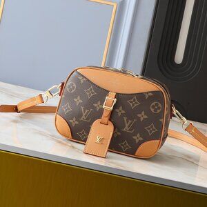 Louis Vuitton M45528 Monogram Canvas Deauville Handbag Crossbody Bag Brown